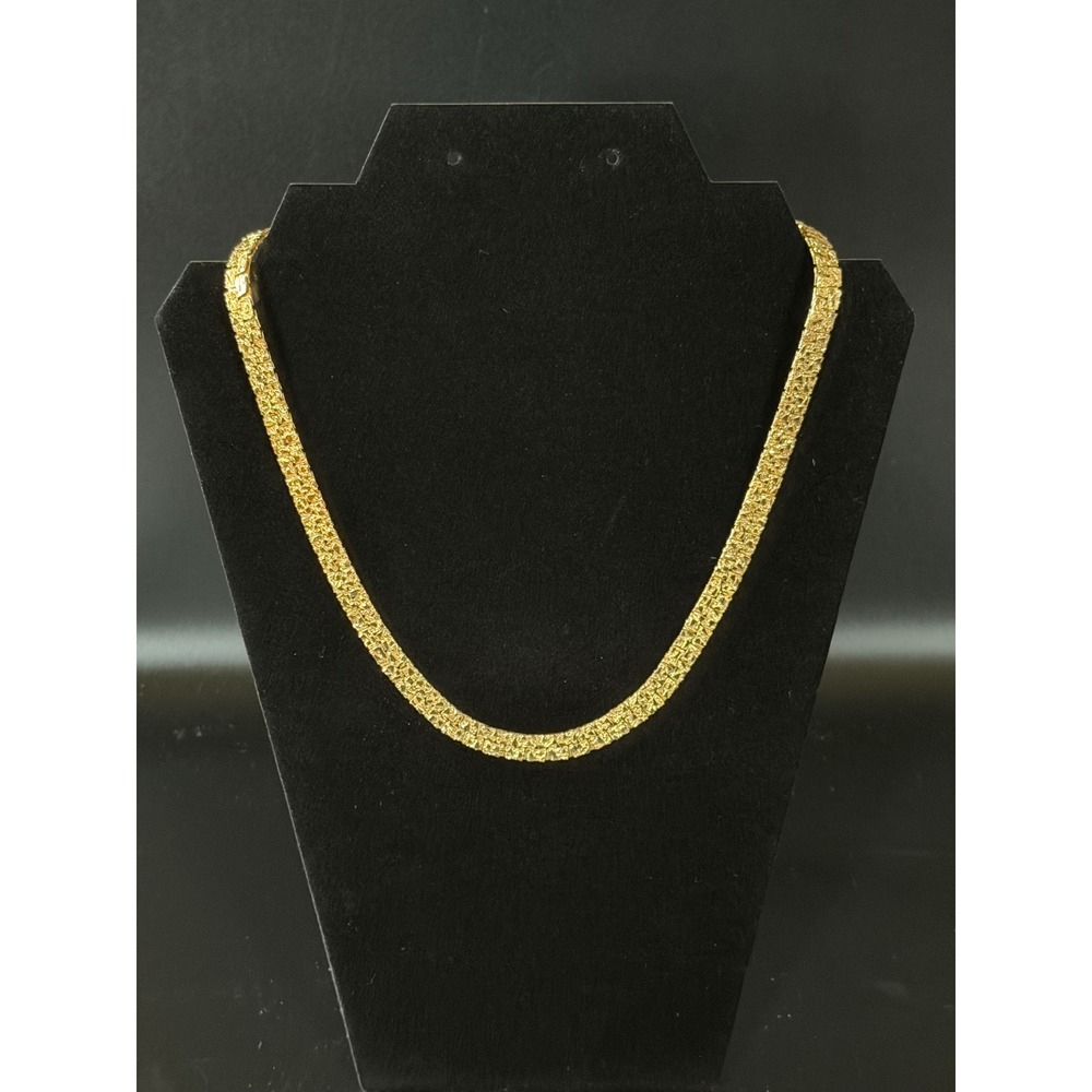 Vintage KK Gold Tone Textured Statement Necklace 20" Heavy 38g